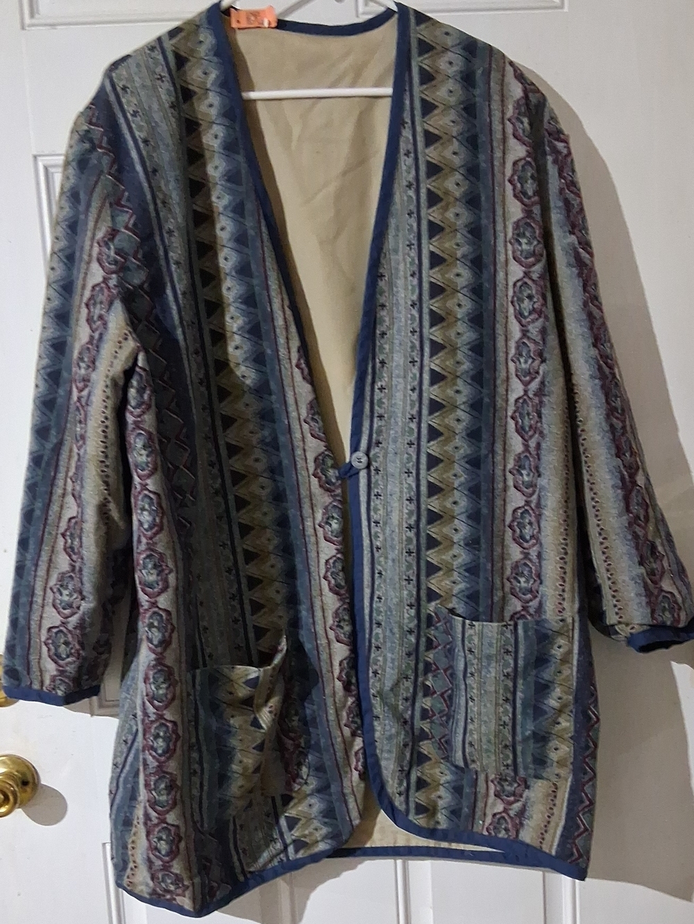 Boho Striped Patterned Open-Front Jacket in Multicolor